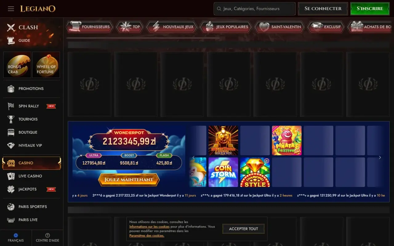Lobby Legiano desktop pour le guide mobile